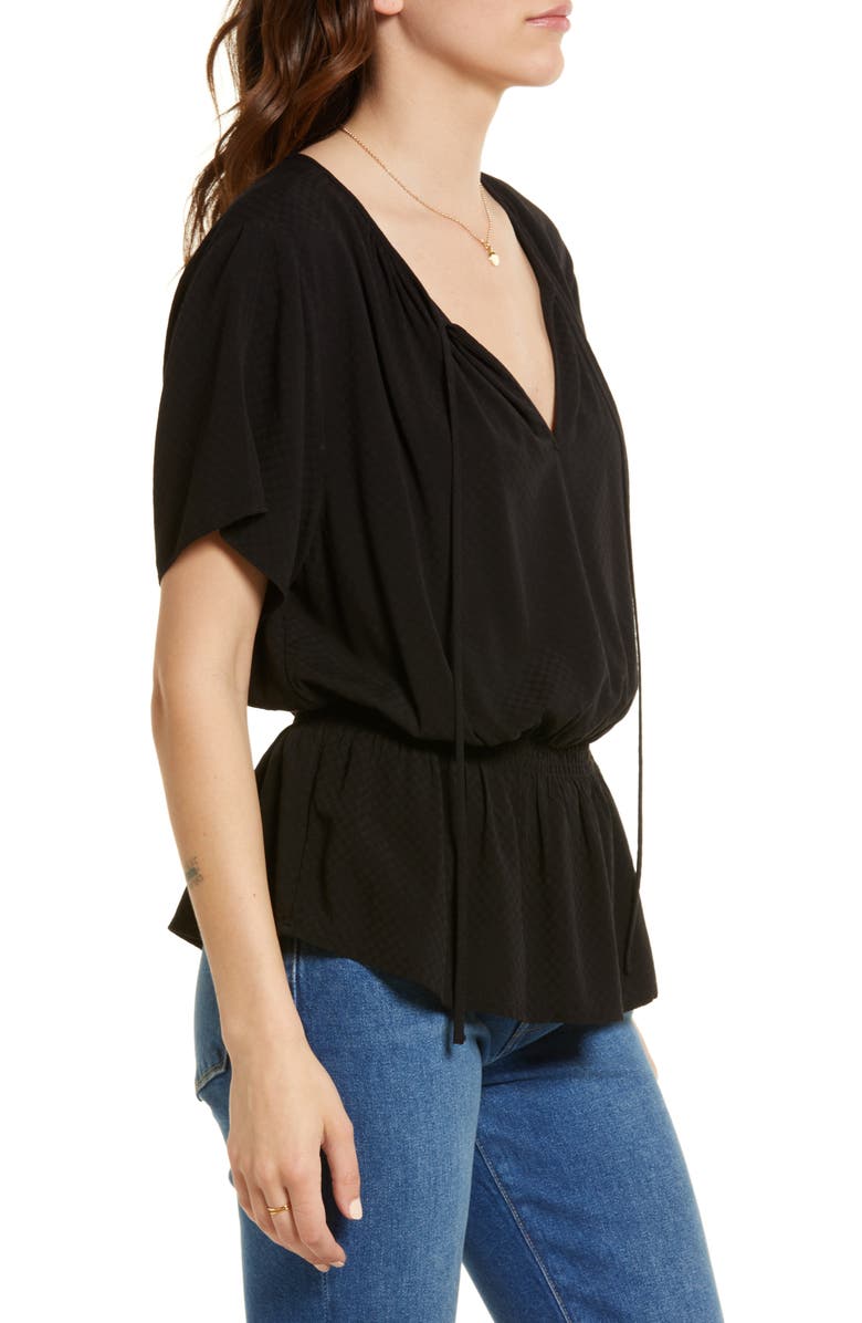 Treasure & Bond Shirred Split Neck Blouse, Alternate, color, 