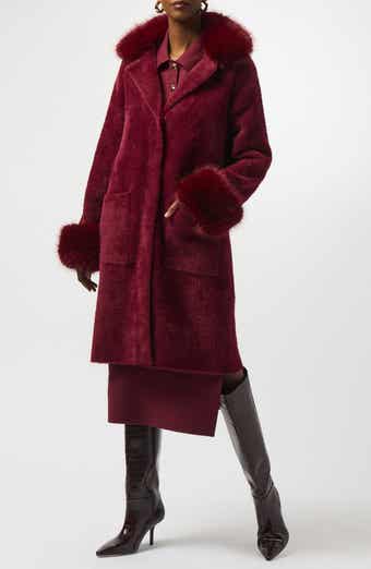 Faux Fur Trim Knit Coat