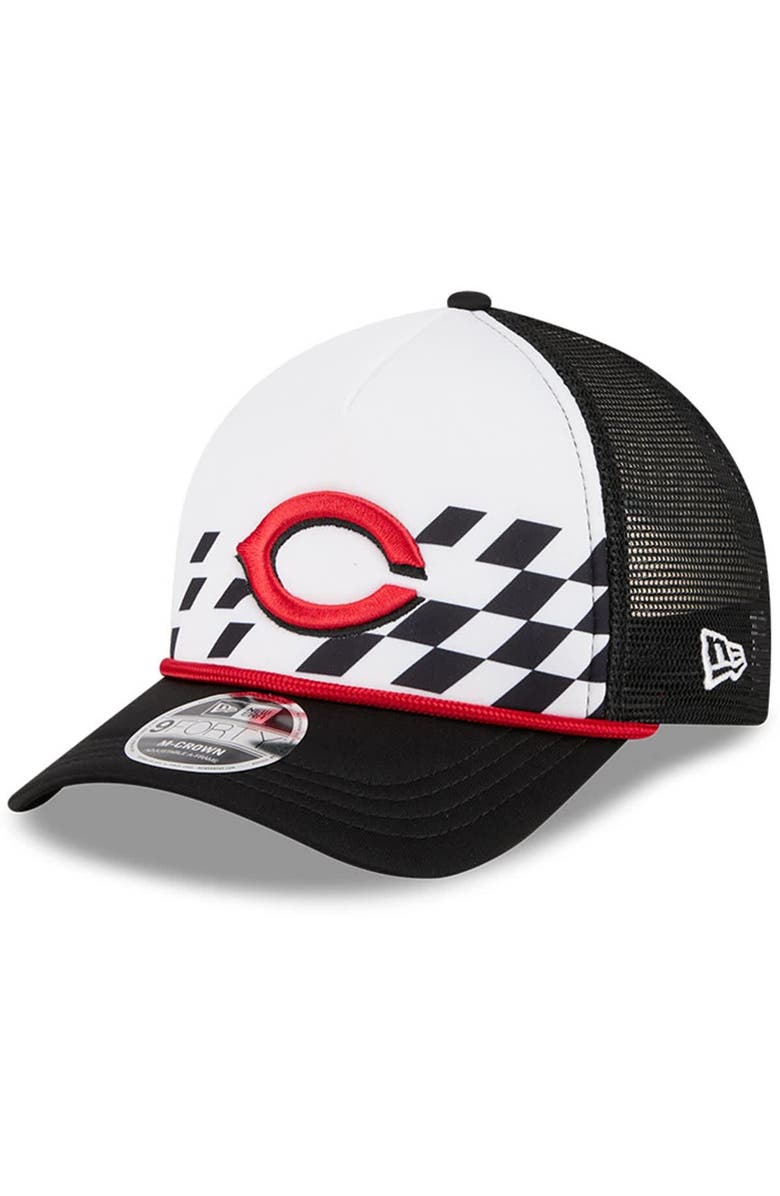 New Era Men's New Era White/Black Cincinnati Reds 2025 MLB Speedway Classic Fashion Pack A-Frame 9FORTY Adjustable Hat, Alternate, color,