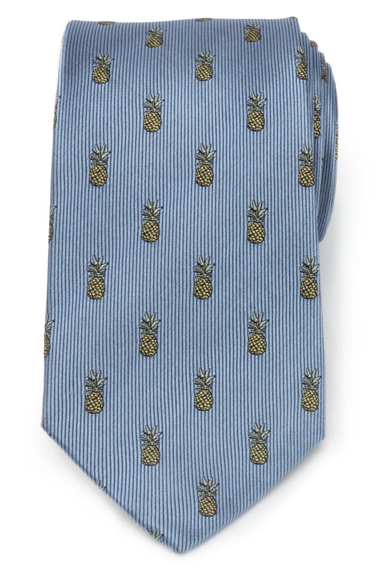 Pineapple Silk Tie, Main, color, BLUE