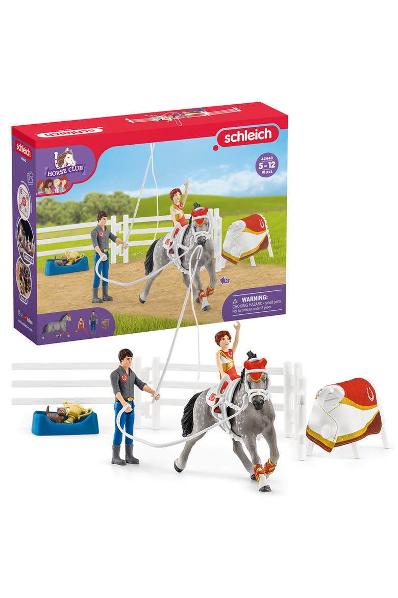 Horse Club Mia Vaulting, 18 Piece Animal Playset, Plastic, Kids 5+, Alternate, color, Multicolored