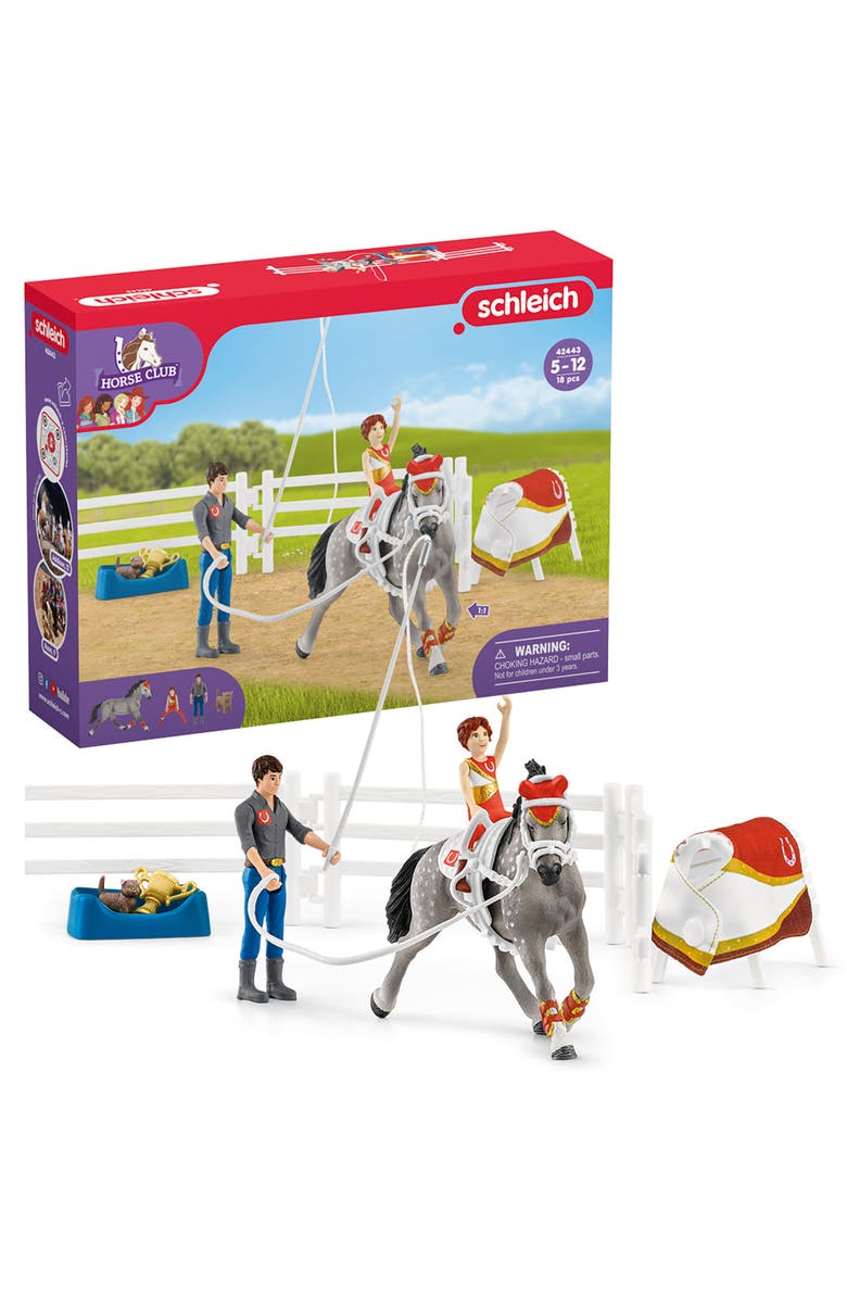 Schleich Horse Club Mia Vaulting, 18 Piece Animal Playset, Plastic, Kids 5+, Alternate, color, Multicolored