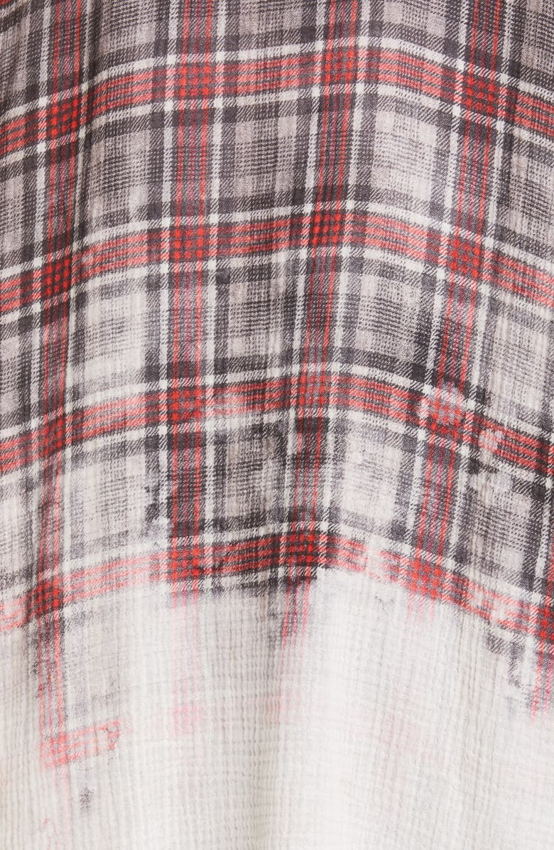 R13 Bleach Dip Plaid Oversize Cotton Button-Up Shirt, Alternate, color,