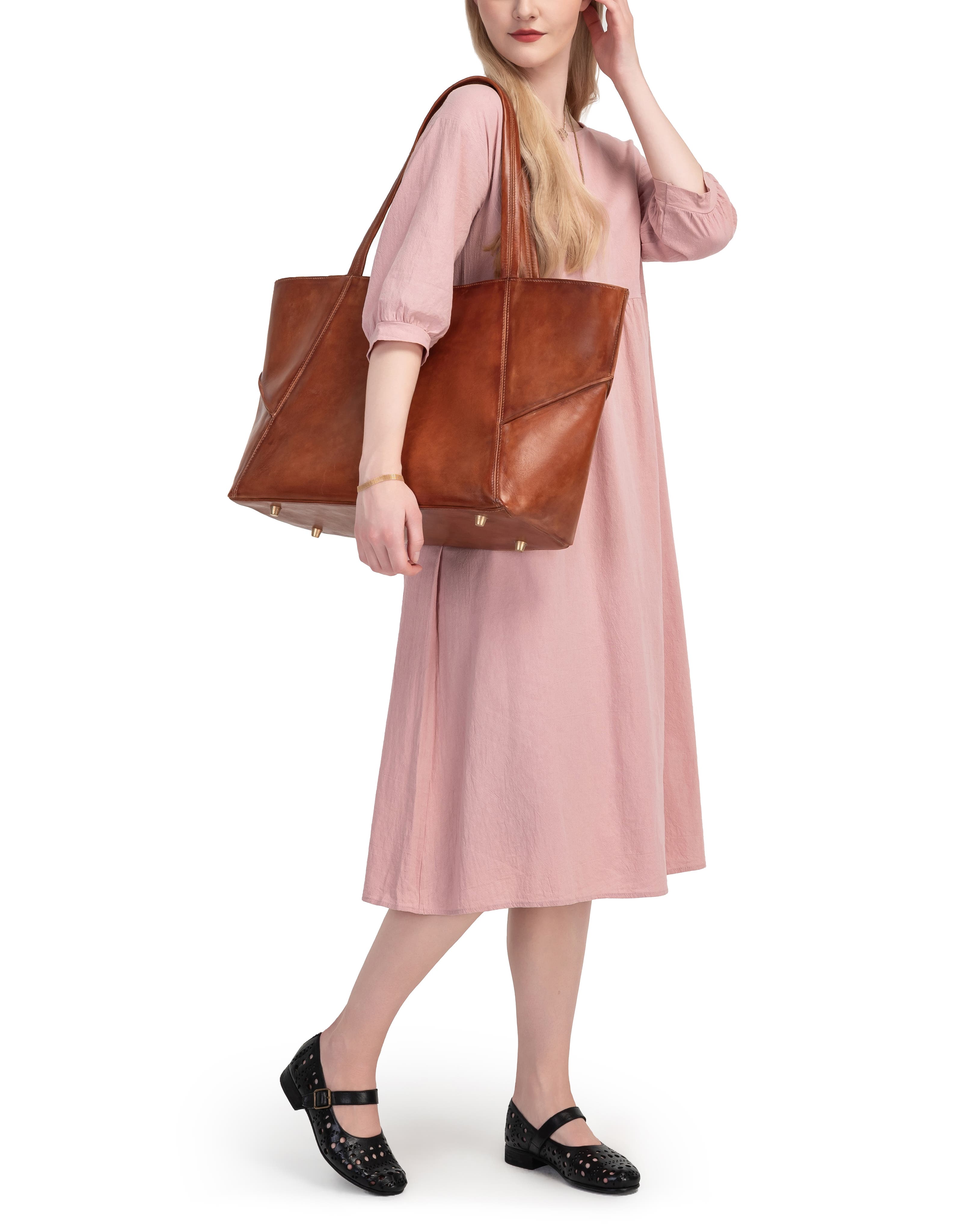 Wishbone Oversized Leather Carryall Tote, Alternate, color, Cognac