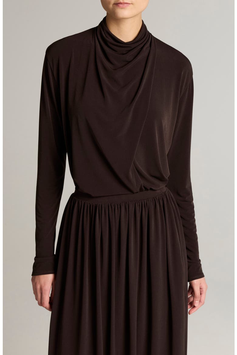 Draped Cowl Neck Long Sleeve Top, Main, color, SMOKED TRUFFLE
