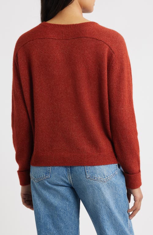 Margaret O'leary Crewneck Rolled Cuff Cashmere & Silk Sweater In Red