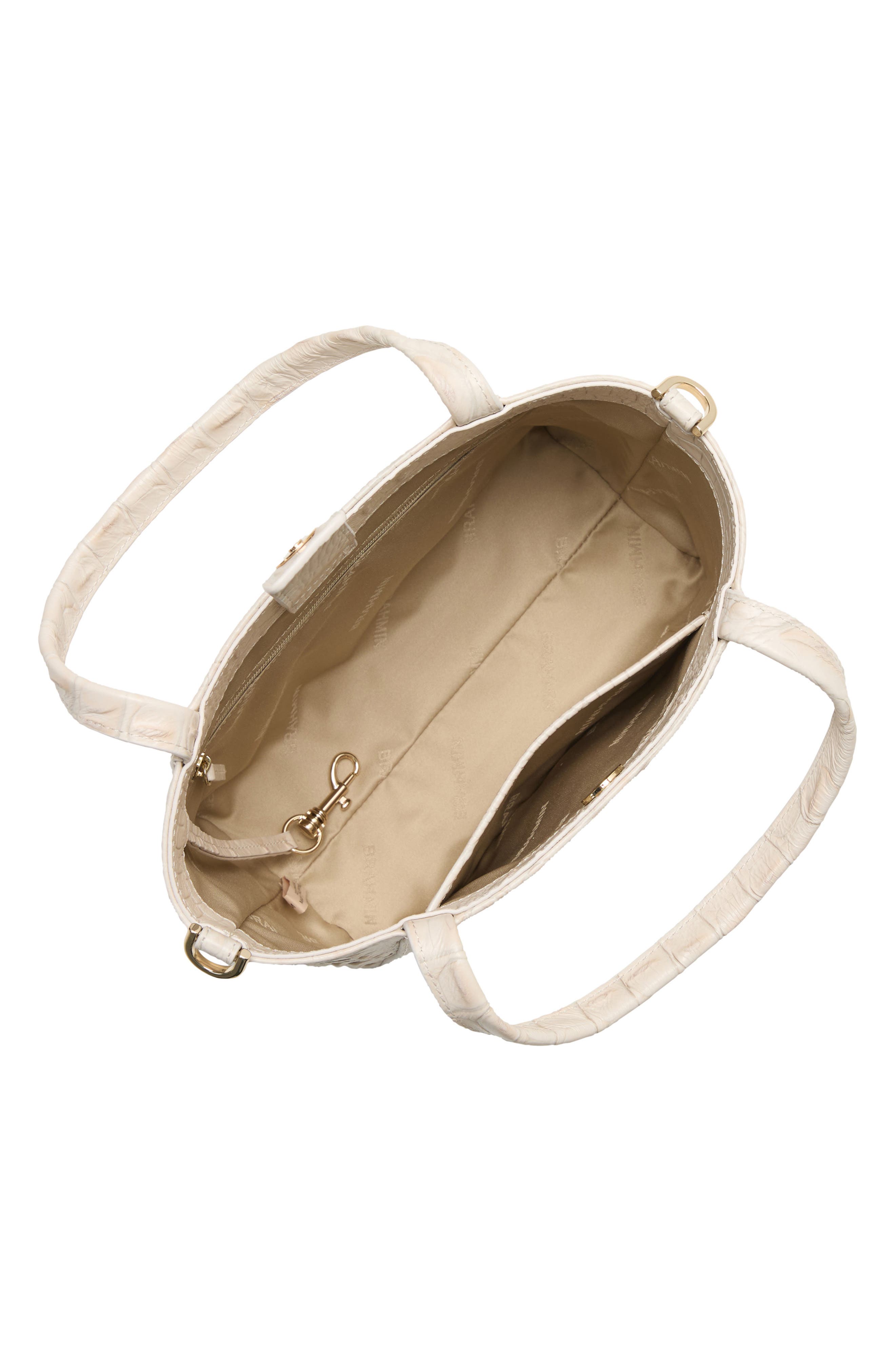 Brahmin Small Mona Croc Embossed Leather Top Handle Bag, Alternate, color, Ivory