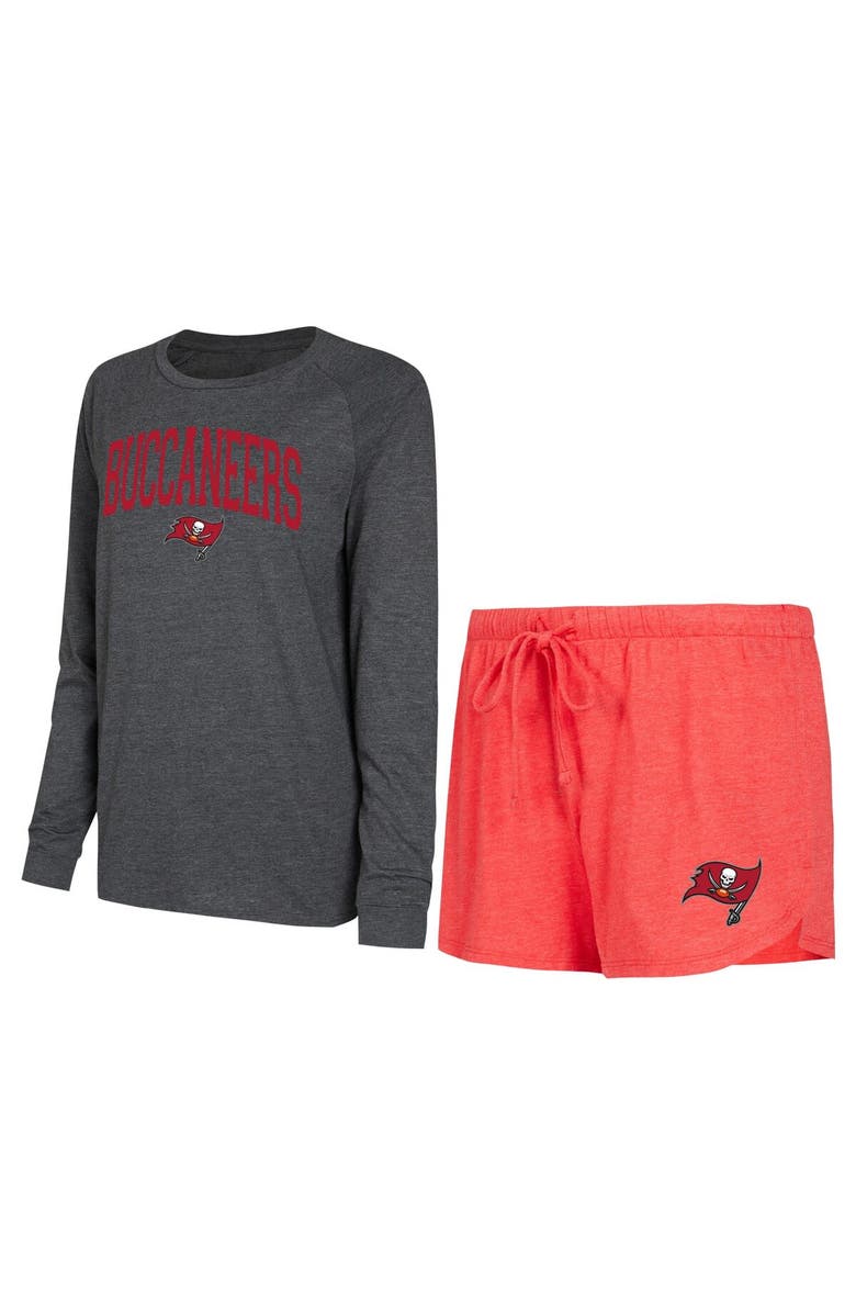 CONCEPTS SPORT Women's Concepts Sport Red/Black Tampa Bay Buccaneers Raglan Long Sleeve T-Shirt & Shorts Lounge Set, Alternate, color, 