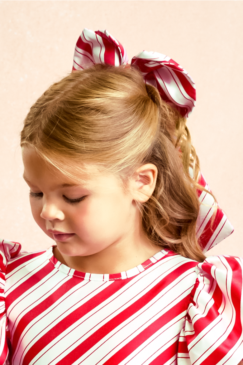 Holiday Candy Cane Hairbow for Girls, Alternate, color, Red
