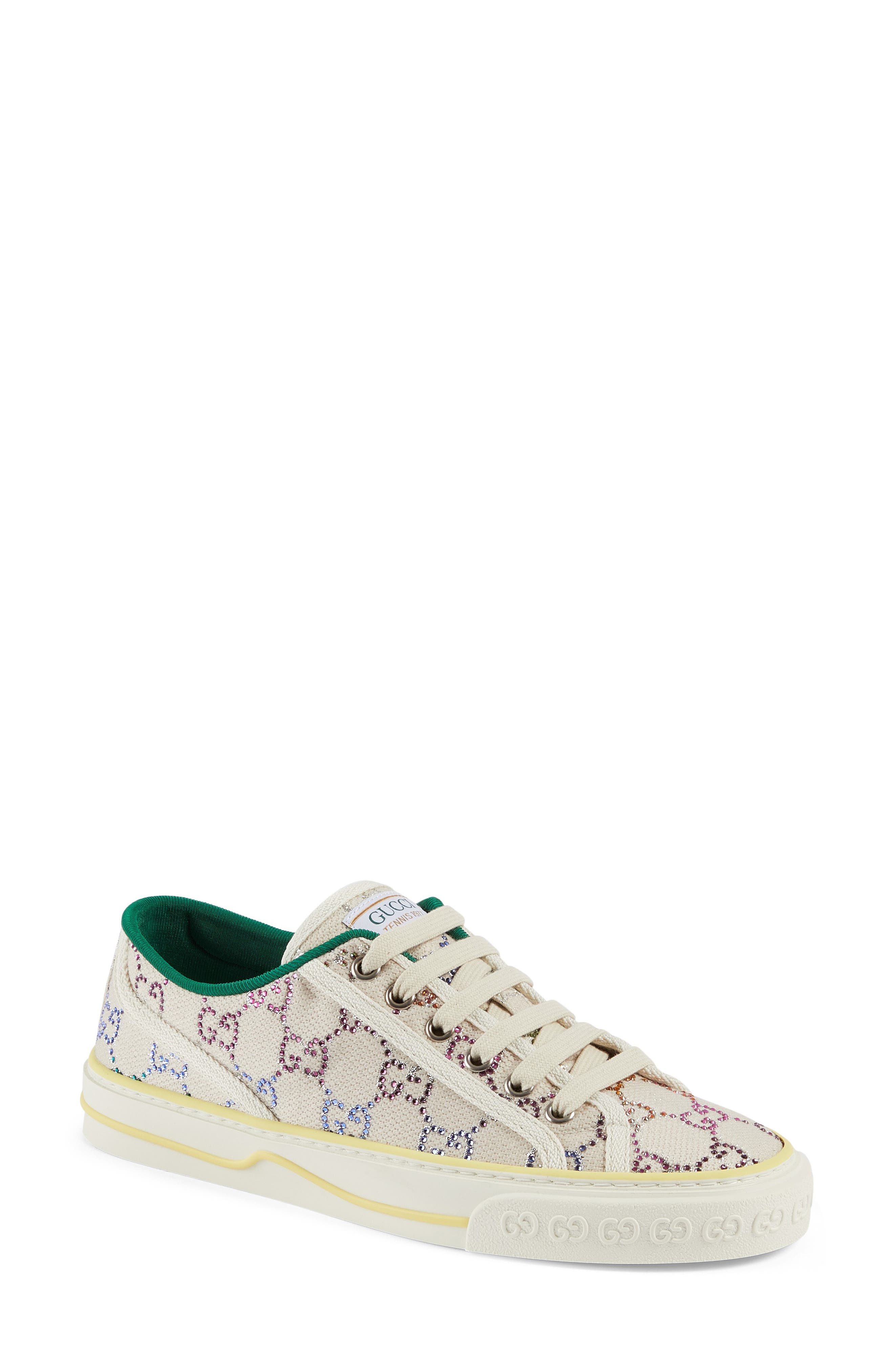 Gucci Tennis 1977 Crystal Logo Low Top Sneaker, Main, color, 