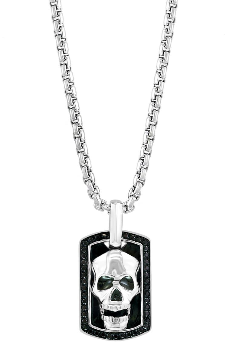 EFFY Men's Sterling Silver Spinel Skull Pendant Necklace, Alternate, color, 