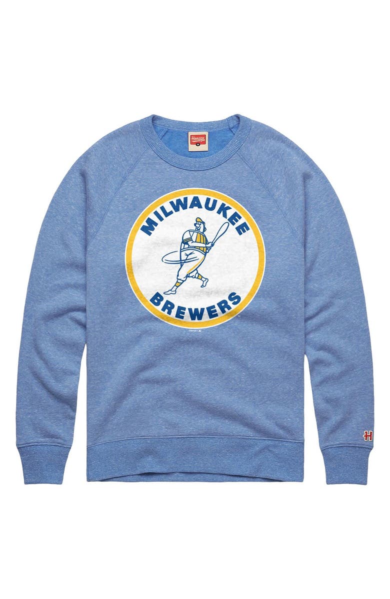 Homage Men's Homage Powder Blue Milwaukee Brewers Cooperstown Collection Raglan Tri-Blend Sweatshirt, Main, color, Powder Blue