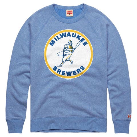 Men's Homage  Powder Blue Milwaukee Brewers Cooperstown Collection Raglan Tri-Blend Sweatshirt