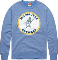 Homage Men's Homage Powder Blue Milwaukee Brewers Cooperstown Collection Raglan Tri-Blend Sweatshirt