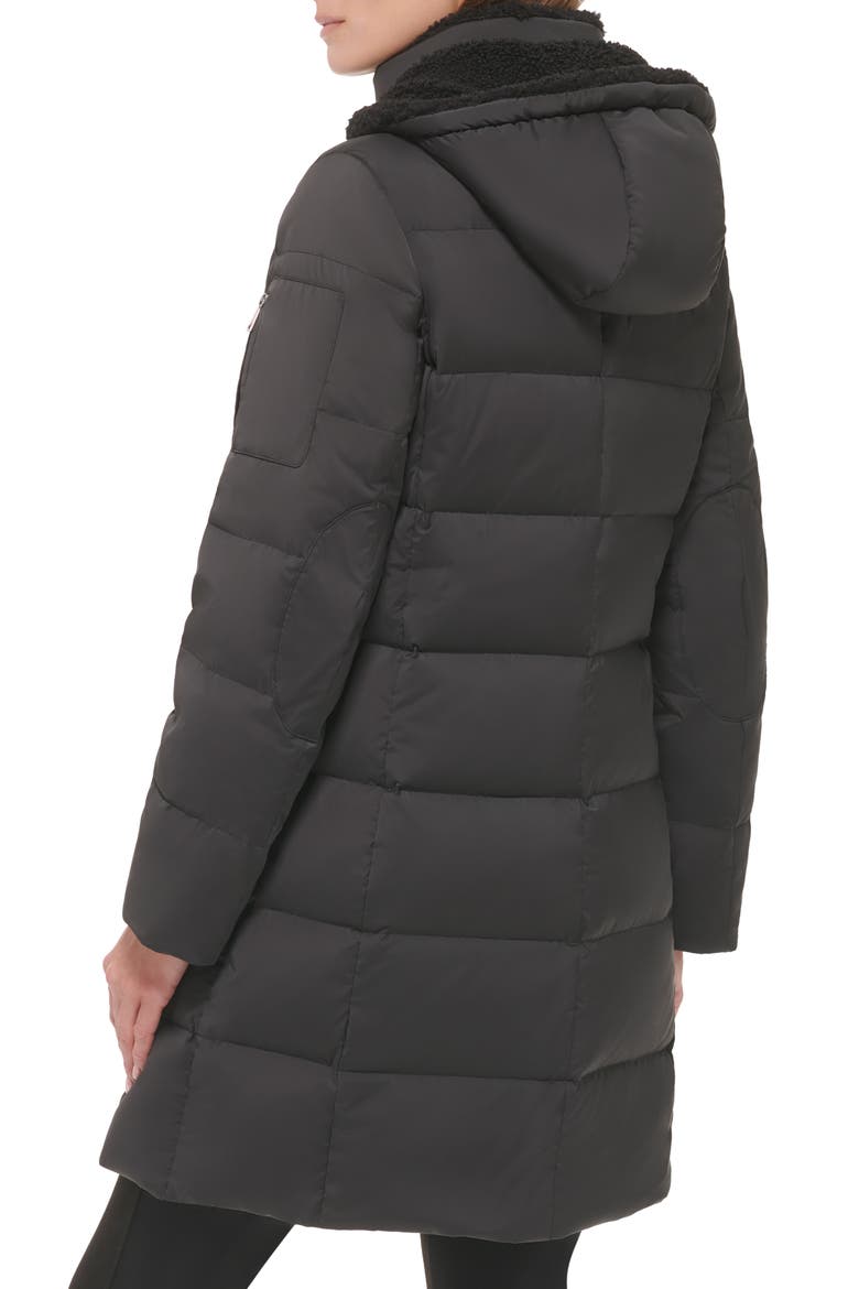 Faux Shearling Lined Down Puffer Jacket, Alternate, color, BLACK