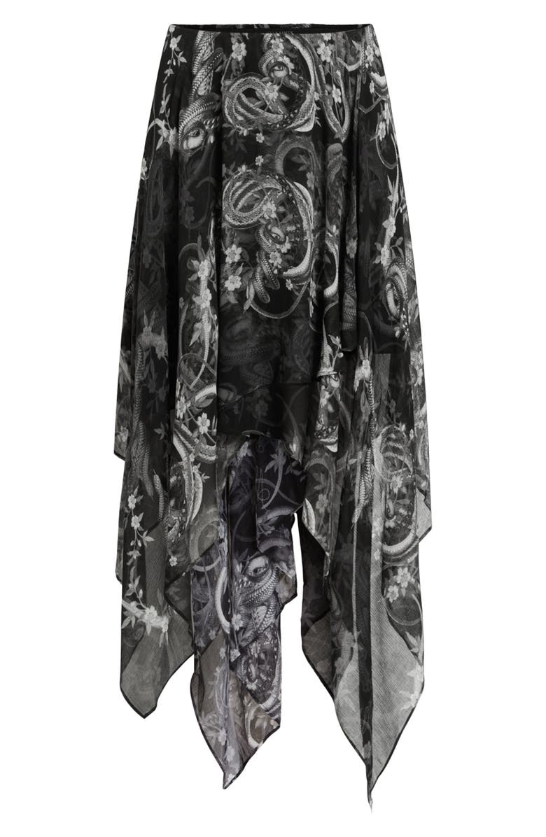 AllSaints Polly Handkerchief Hem Chiffon Skirt, Alternate, color,