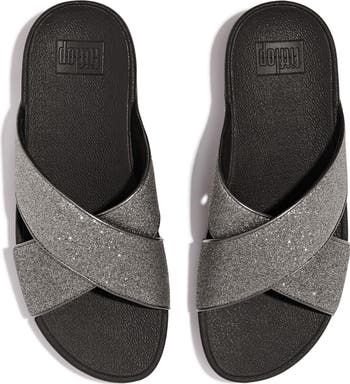 Lulu Glitterdust Platform Wedge Slide Sandal