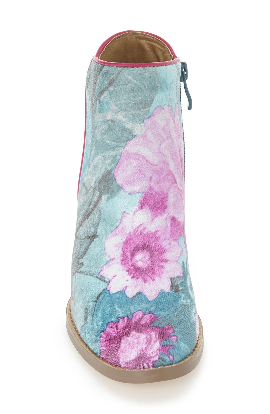 'Tea Party' Floral Print Wedge Bootie, Alternate, color, BLUE/ MULTI LEATHER