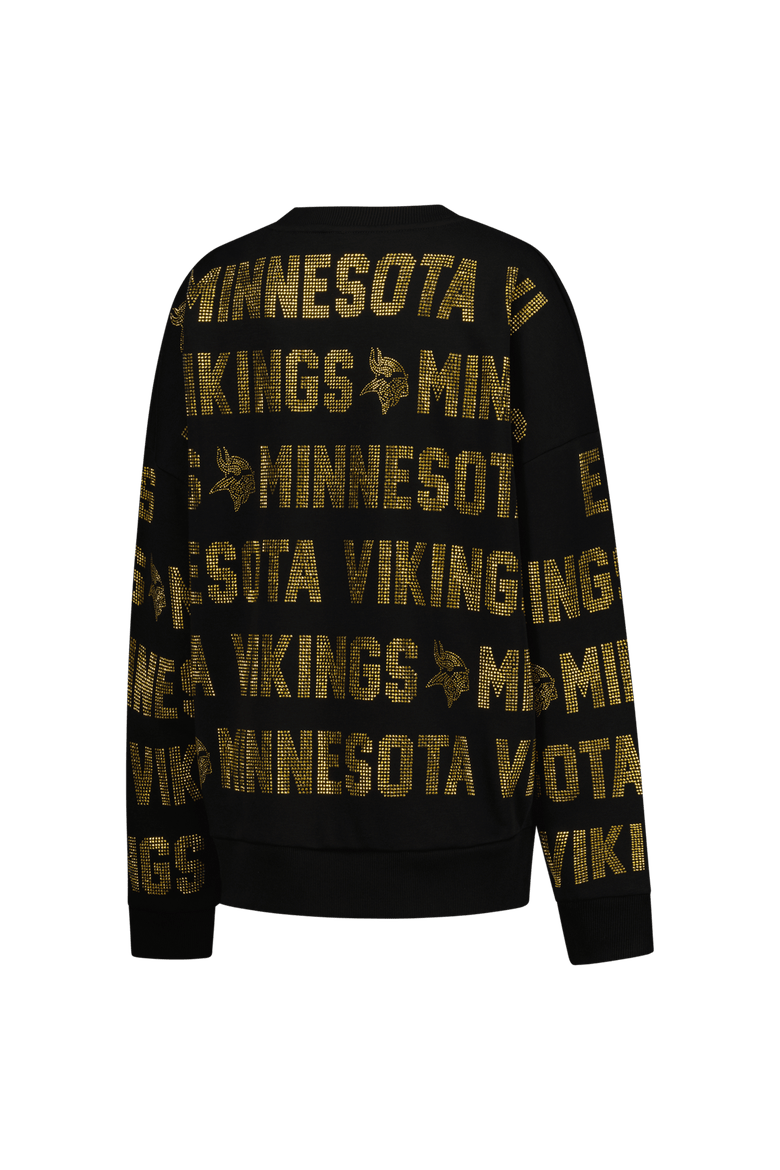Women's Gameday Couture Black Minnesota Vikings Oversized Hype Era Rhinestone Text Sweatshirt, Alternate, color, Black
