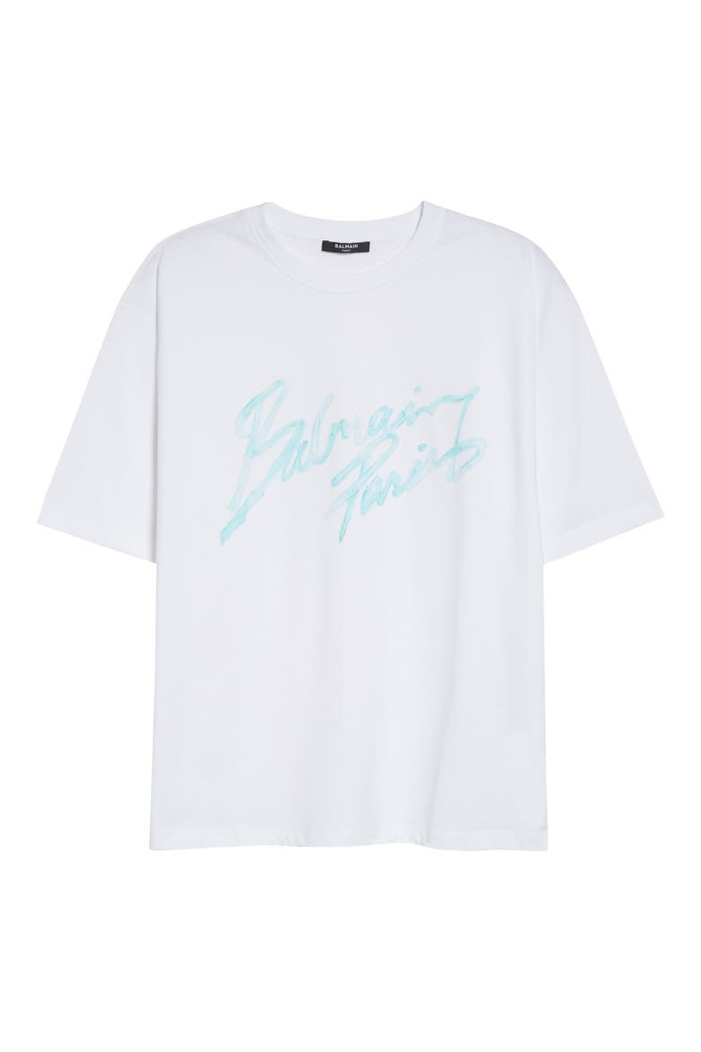 Brushstroke Paris Logo Graphic T-Shirt, Alternate, color, WHITE/ PALE GREEN