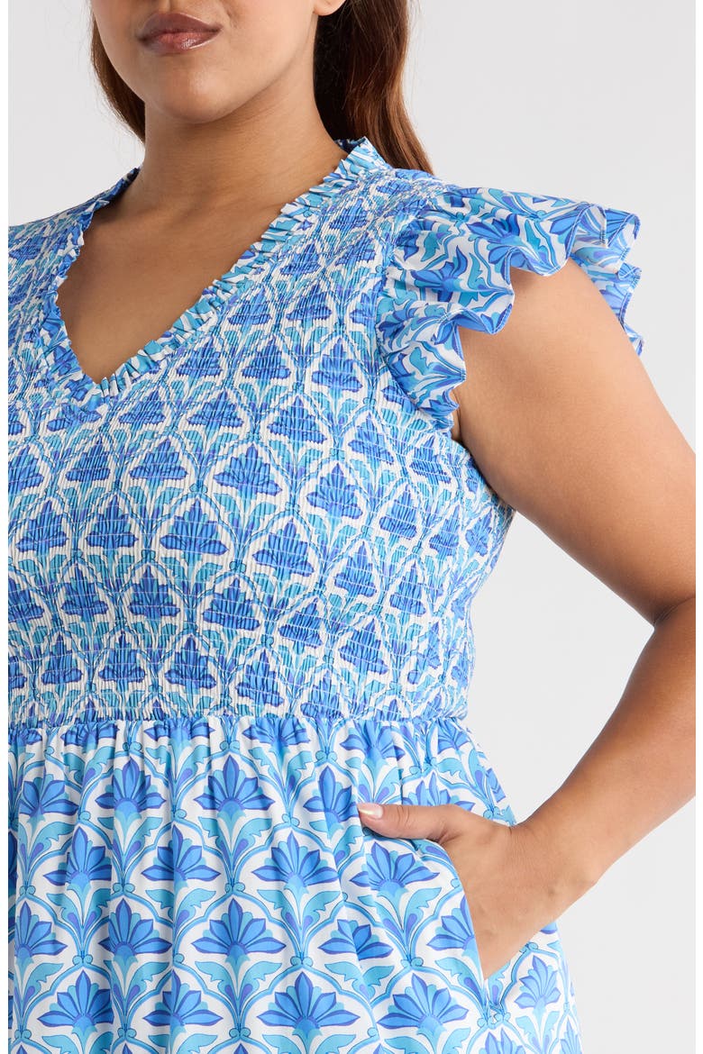Sunfire Geo Floral Print Cotton Maxi Dress, Alternate, color, BLUE/ WHITE