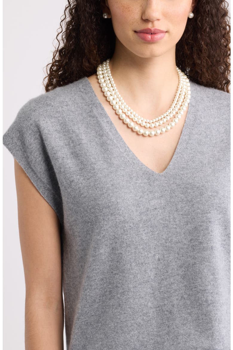 Graduated Imitation Pearl 18-Inch Collar Necklace, Alternate, color, WHITE- GOLD