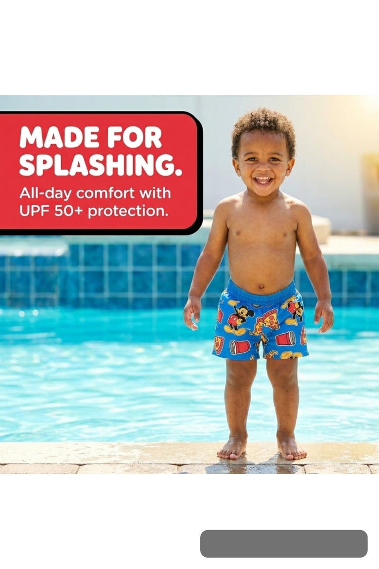 Mickey Mouse UPF 50+ Swimwear Swim Trunks, Alternate, color, Royal Blue Mickey