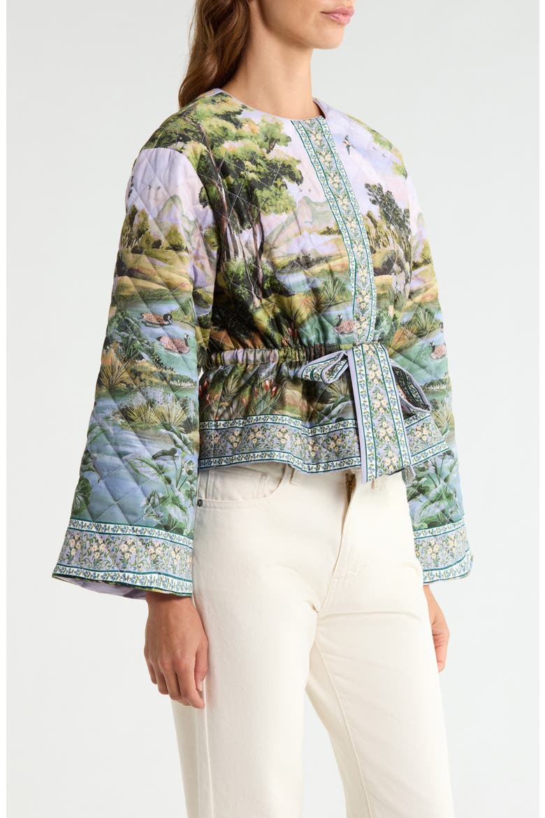 Countryside Landscape Quilted Cotton Jacket, Alternate, color, GREEN