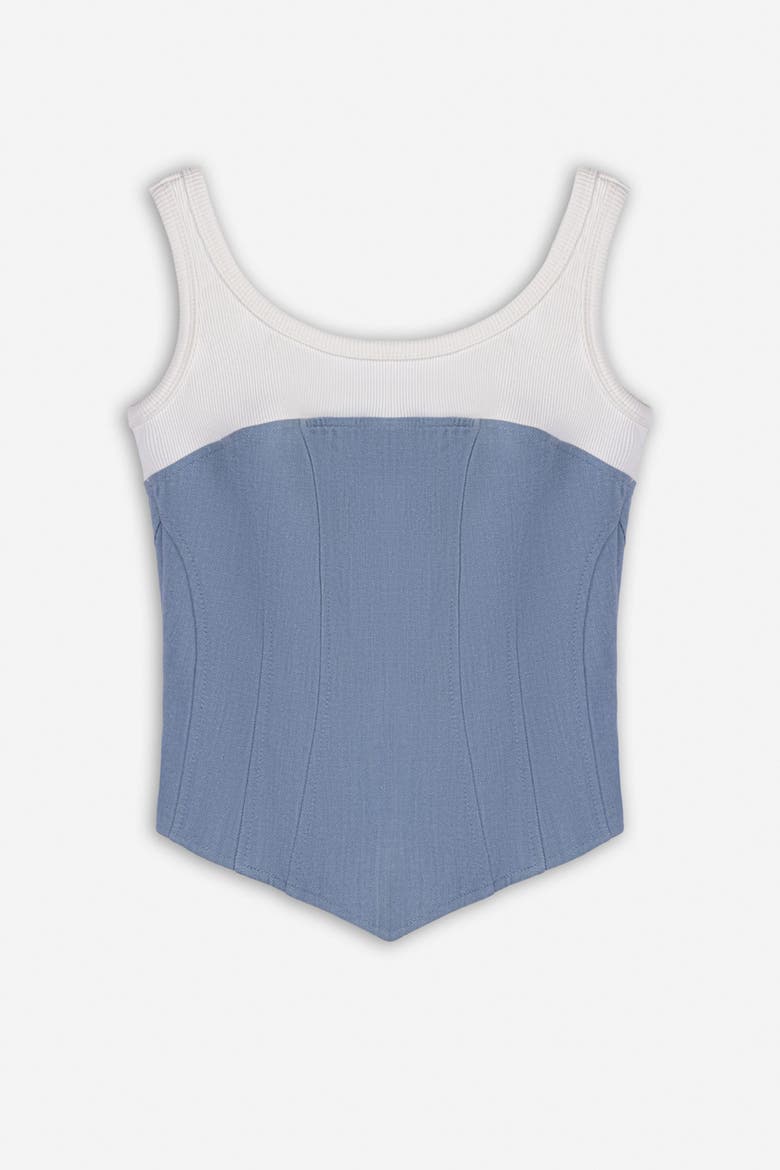 Denim Trim Blouse, Alternate, color, Blue