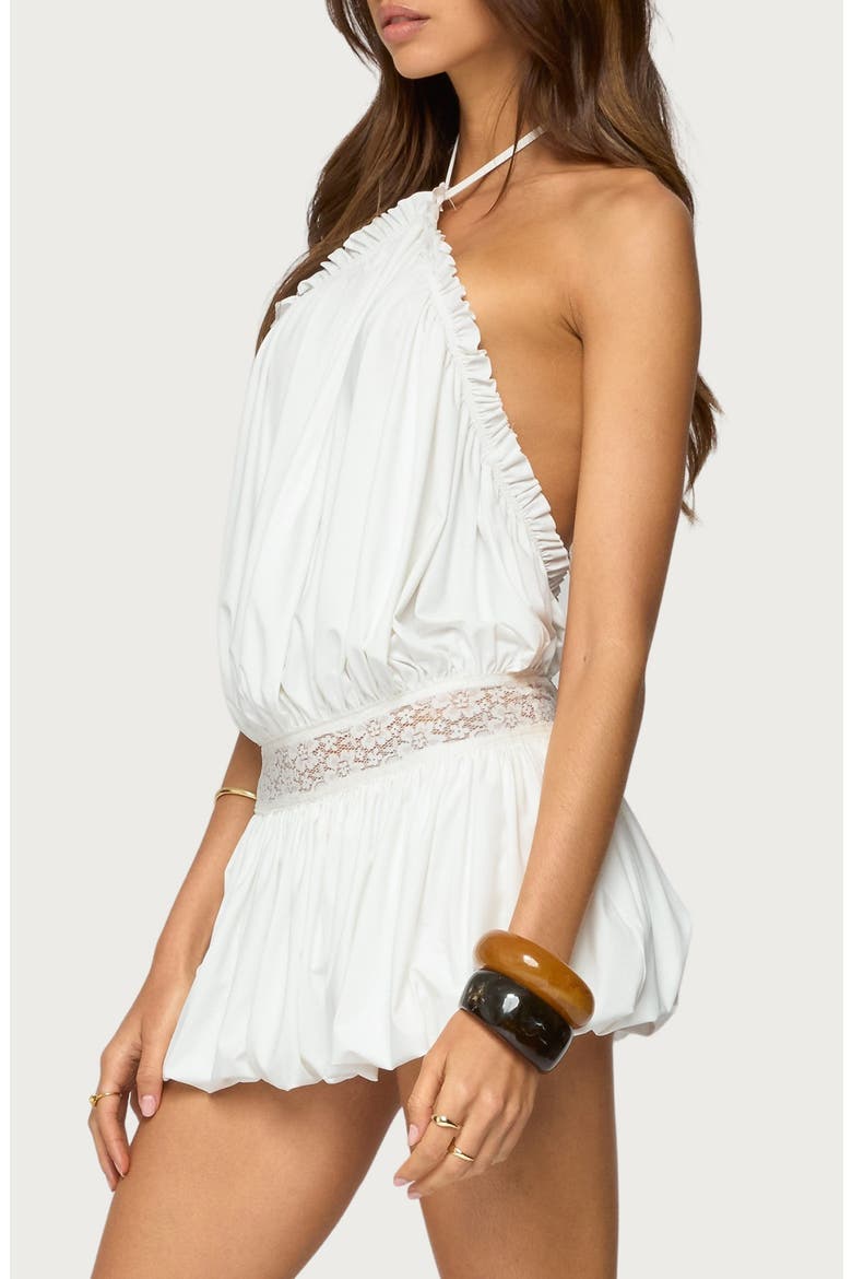 Aida Open Back Bubble Hem Minidress, Alternate, color, WHITE