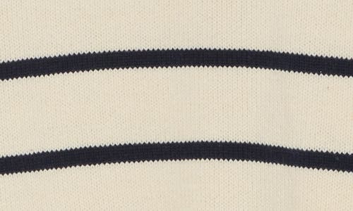 Melrose And Market Stripe Knit Pullover In Ivory- Navy Placed Stripe