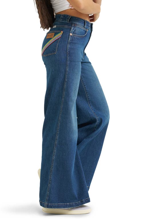 Wrangler High Waist Rainbow Pocket Wide Leg Jeans In Blue