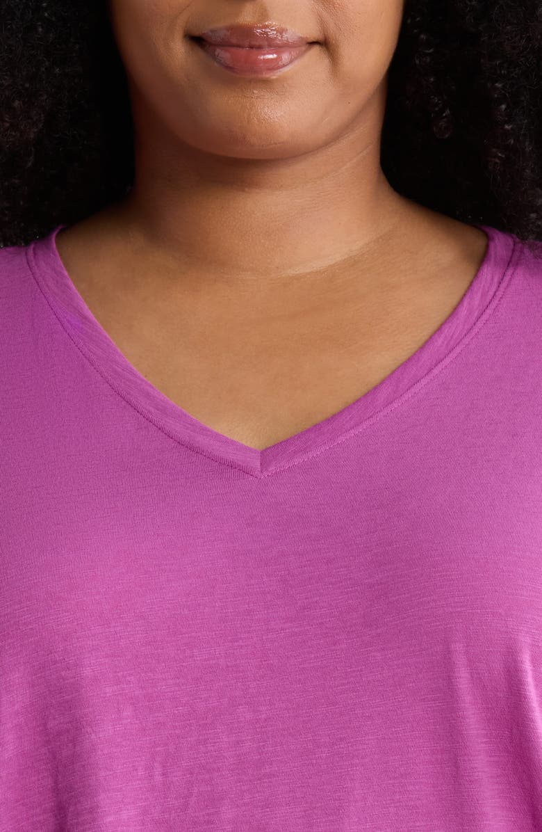 Eileen Fisher Easy Organic Cotton V-Neck T-Shirt, Alternate, color, Grape
