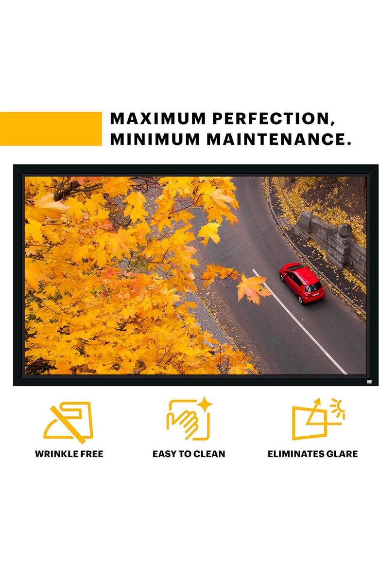 Projector Screen, Fixed Frame Projector Screen with Velvet Frame & Wall Mount Kit, Alternate, color, Black