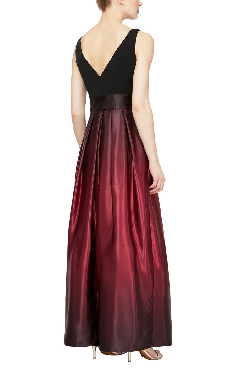 SLNY Ombrè Satin Woven Gown, Alternate, color, Fig