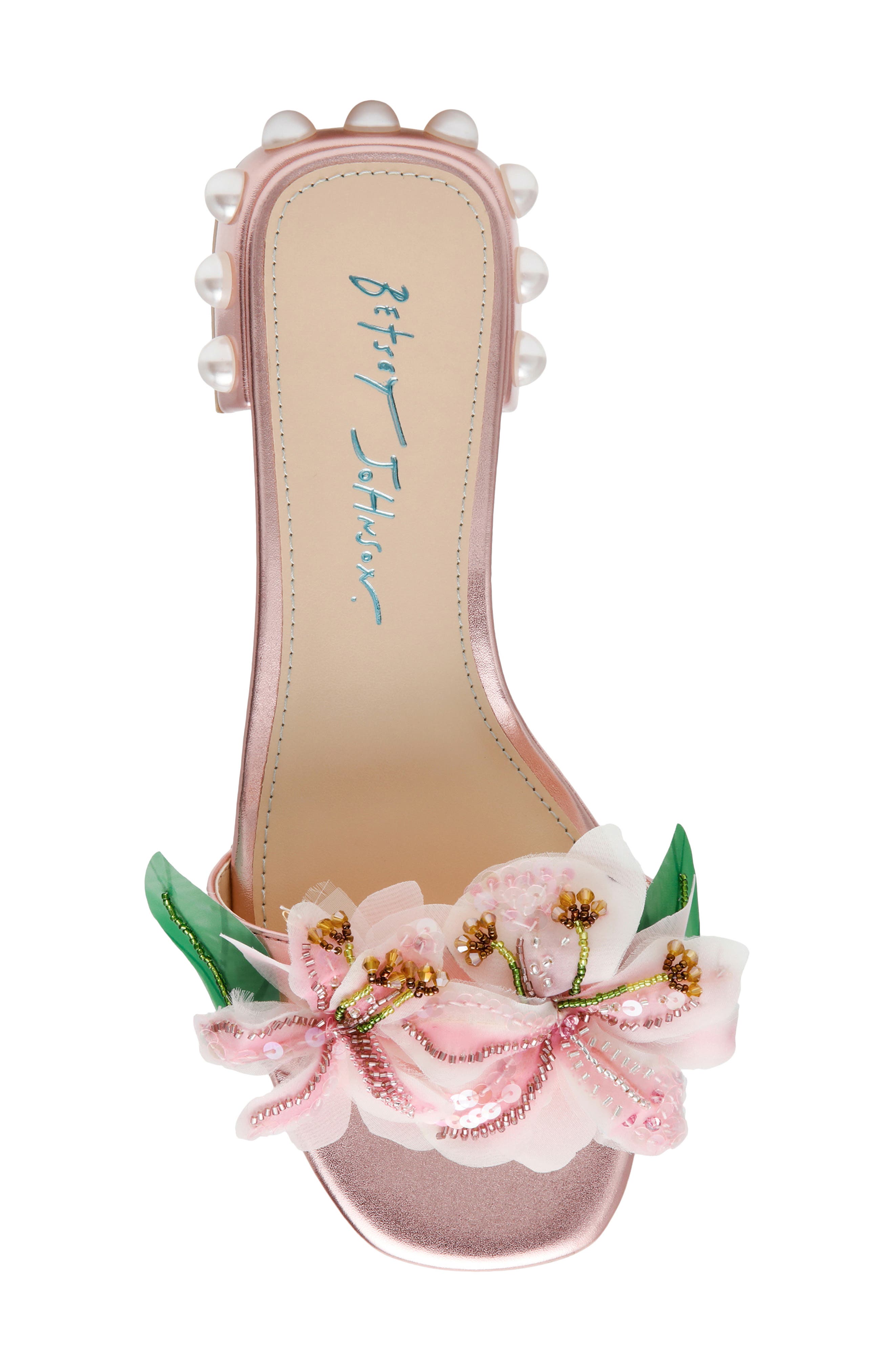 Betsey Johnson Rosia Beaded Flower Sandal, Alternate, color, Light Pink