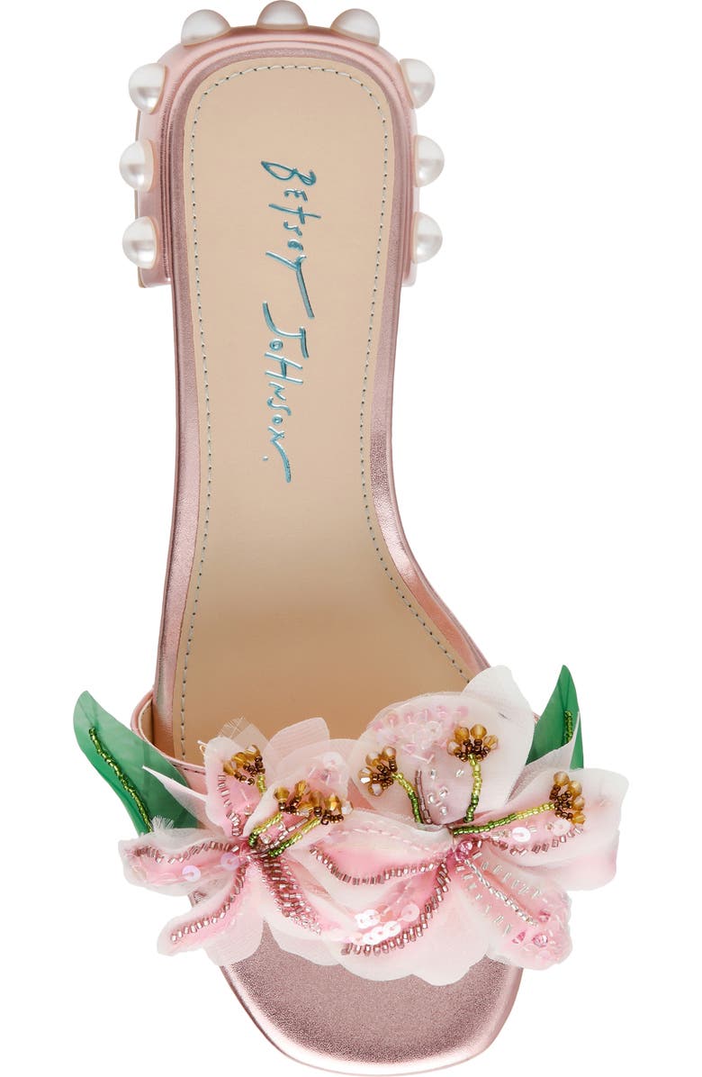 Betsey Johnson Rosia Beaded Flower Sandal, Alternate, color, Light Pink