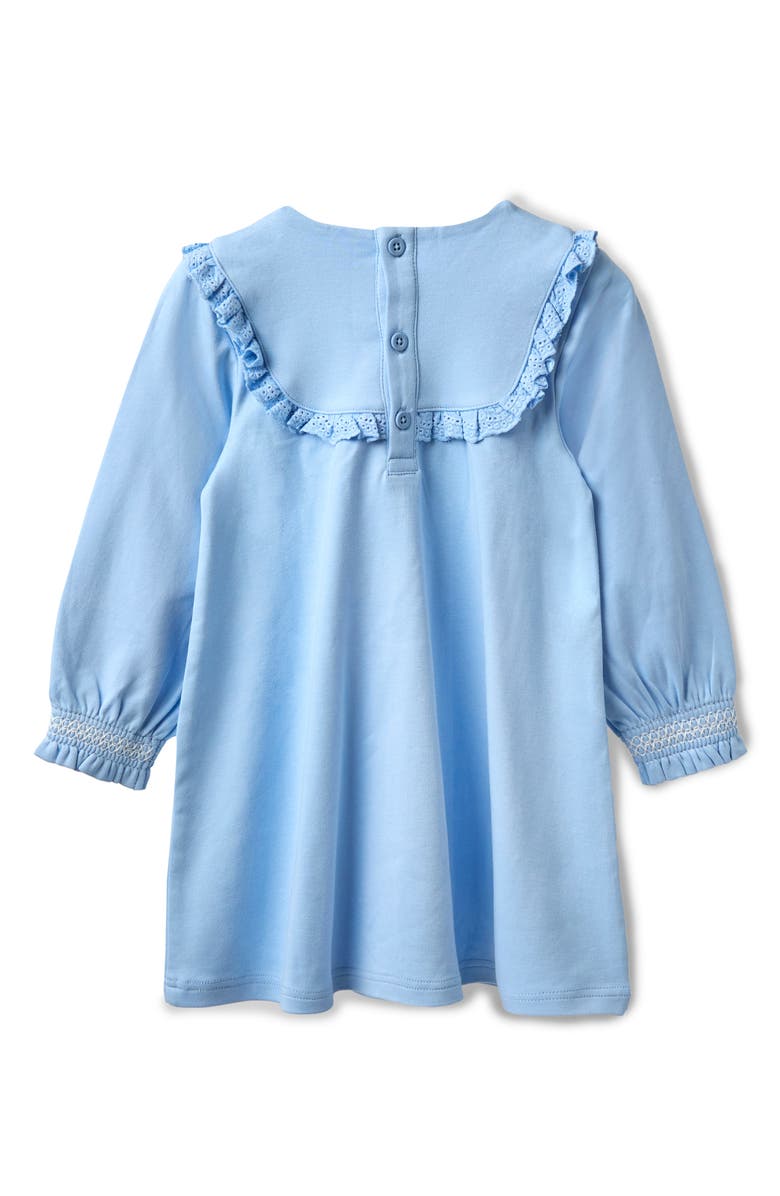 JOJO MAMAN BEBE Kids' Mouse & Teacup Appliqué Long Sleeve Cotton Party Dress, Alternate, color, Blue
