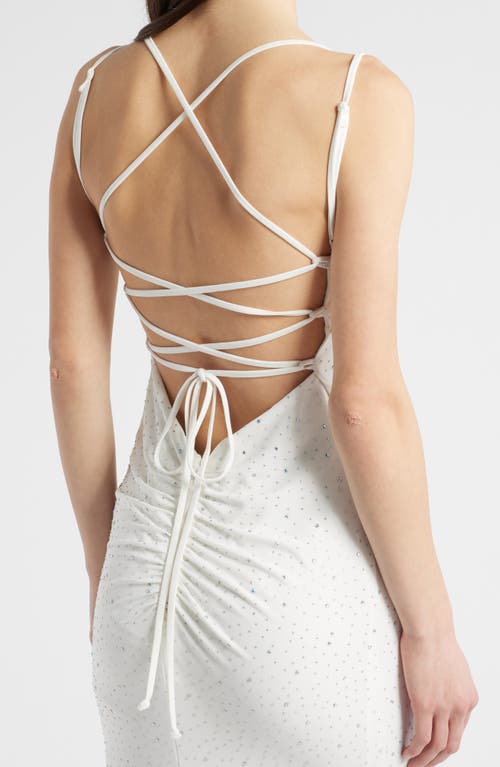 Jump Apparel Rhinestone Strappy Gown In White