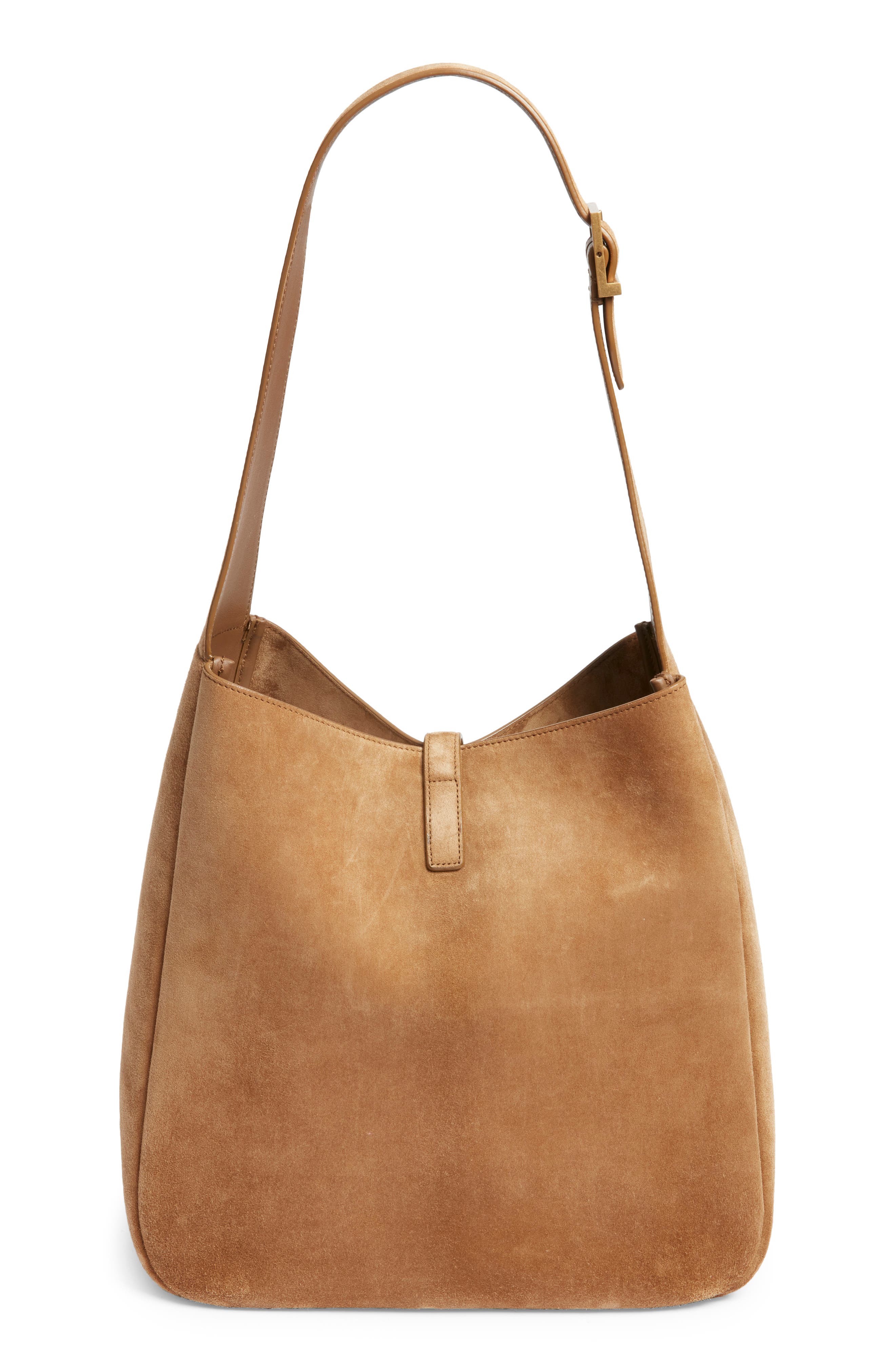 Saint Laurent Large Le 5 À 7 Suede Hobo Bag, Alternate, color, Golden Leaf