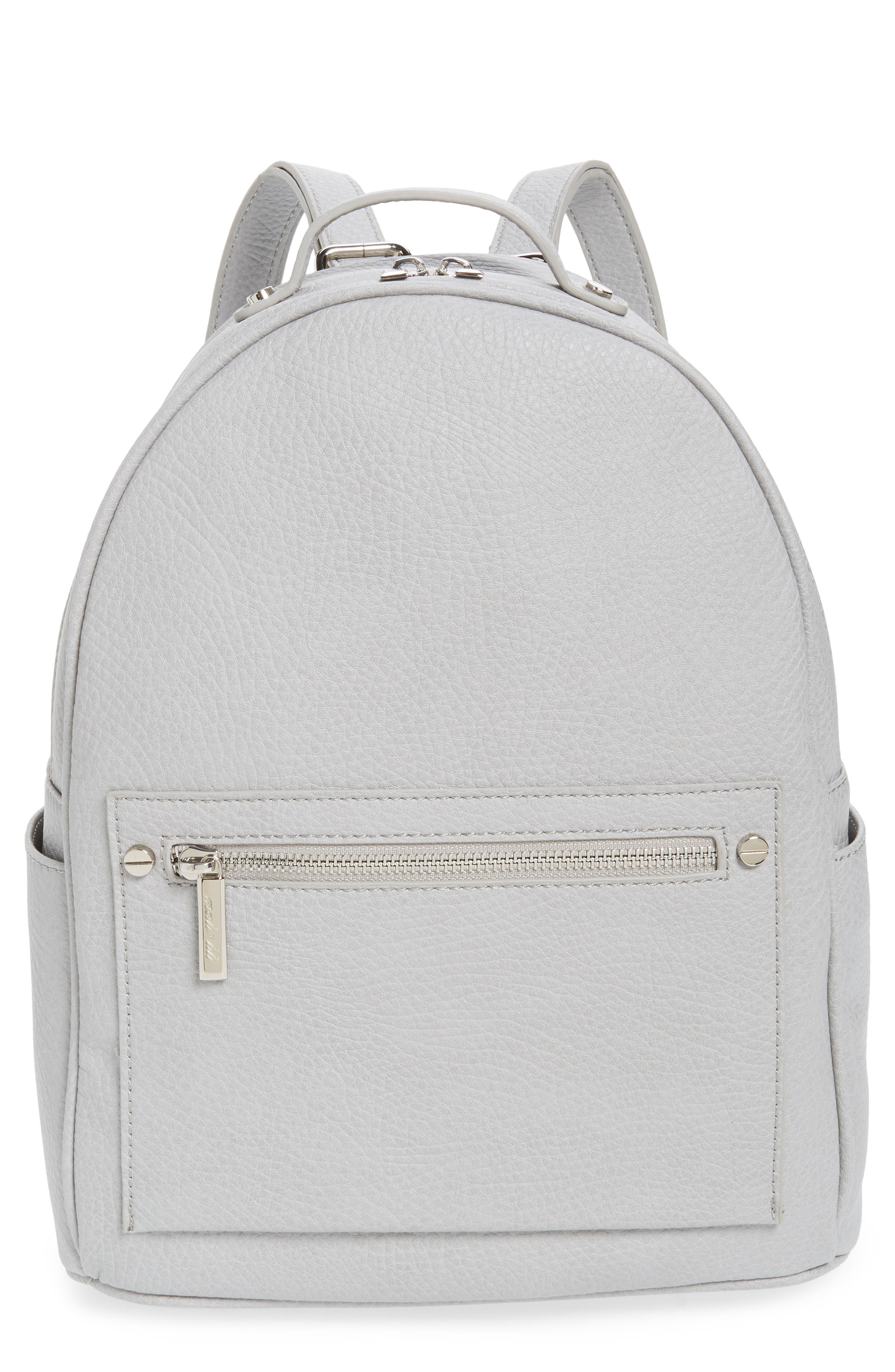 Madison Vegan Leather Backpack, Main, color, GREY