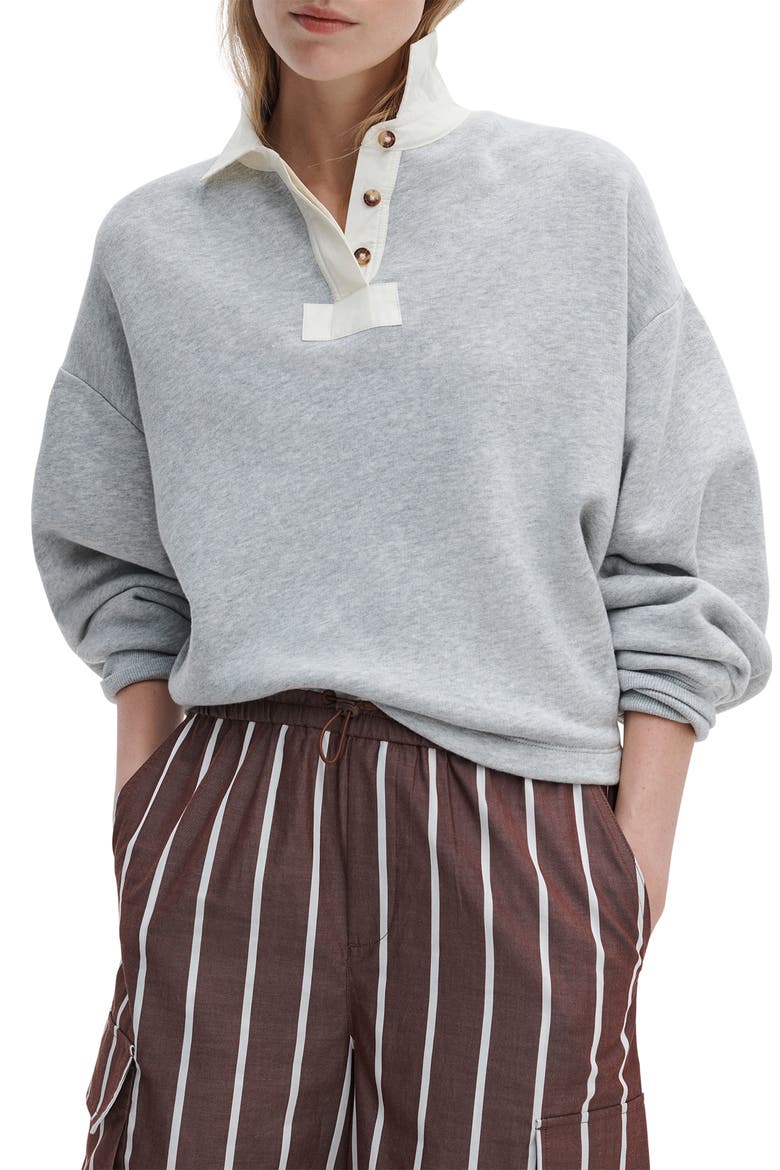 Vintage Terry Polo Sweatshirt, Main, color, HEATHER GREY