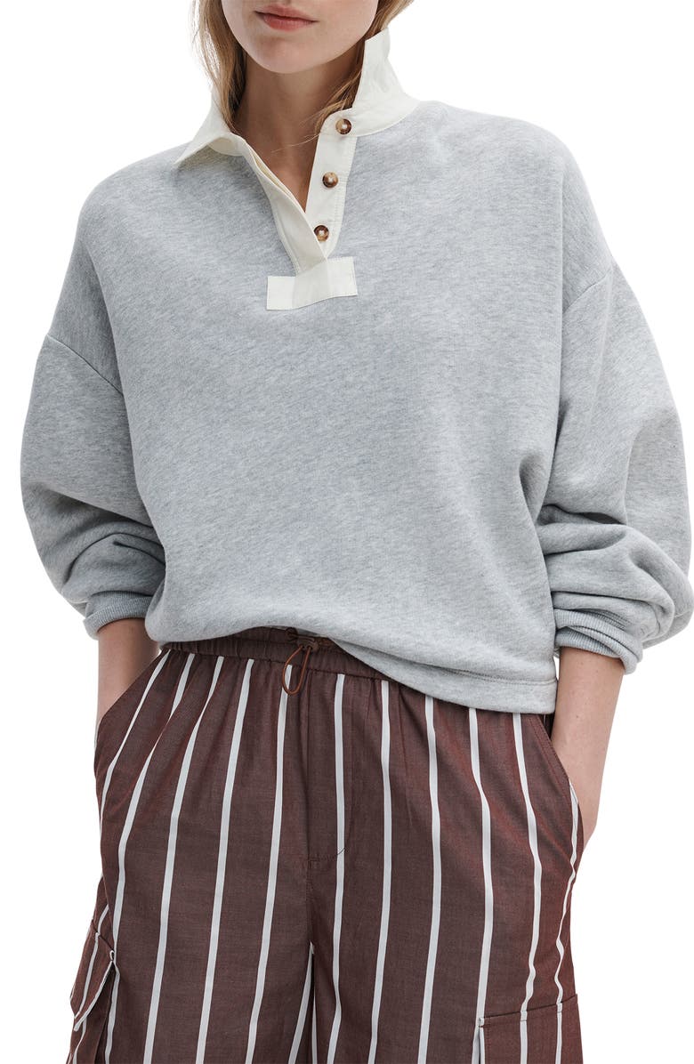 rag & bone Vintage Terry Polo Sweatshirt, Main, color, Heather Grey
