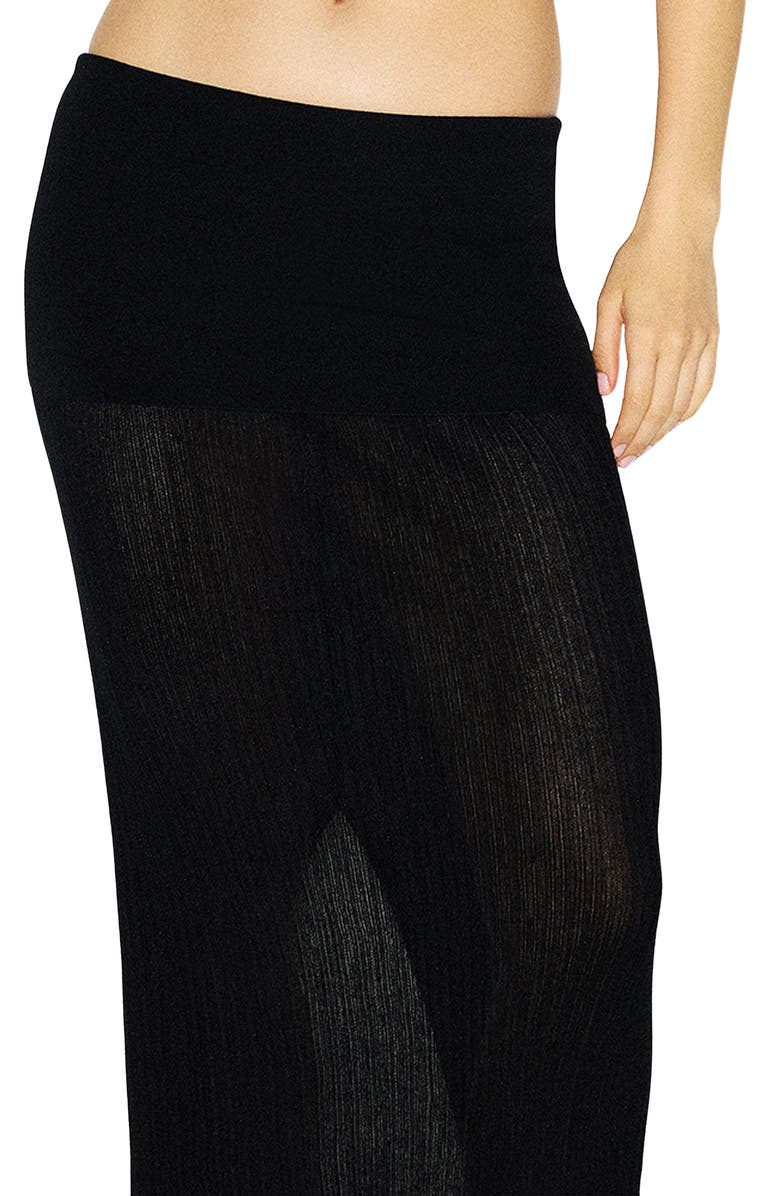 SKIMS Sheer Knit Foldover Maxi Skirt, Alternate, color, Onyx