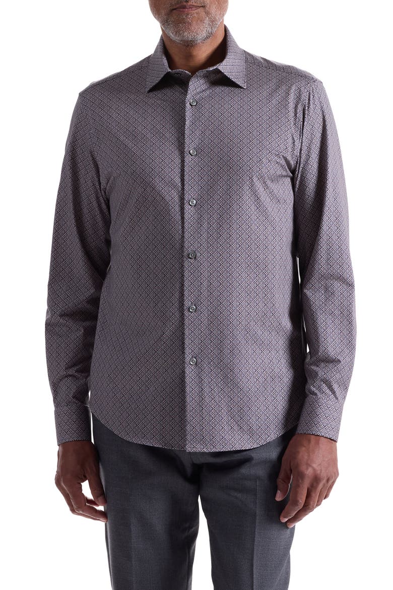 James OoohCotton® Geo Print Button-Up Shirt, Main, color, WOOD ROSE