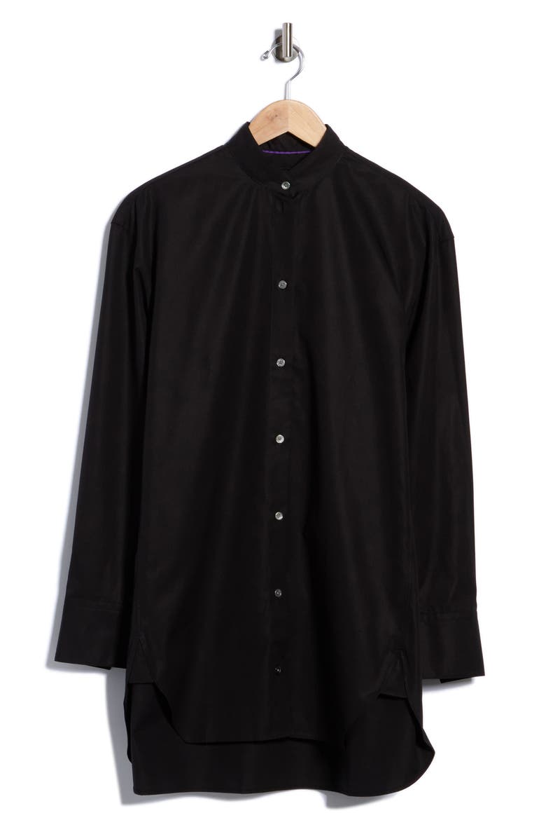 Boltera Longline Cotton Shirt, Main, color, BLACK