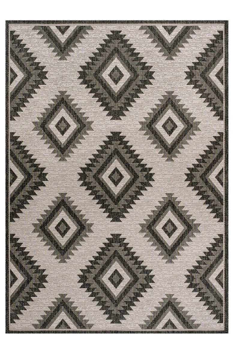 JONATHAN Y Lior Geometric Moroccan Diamond Indoor/Outdoor Area Rug, Main, color, Black/Cream