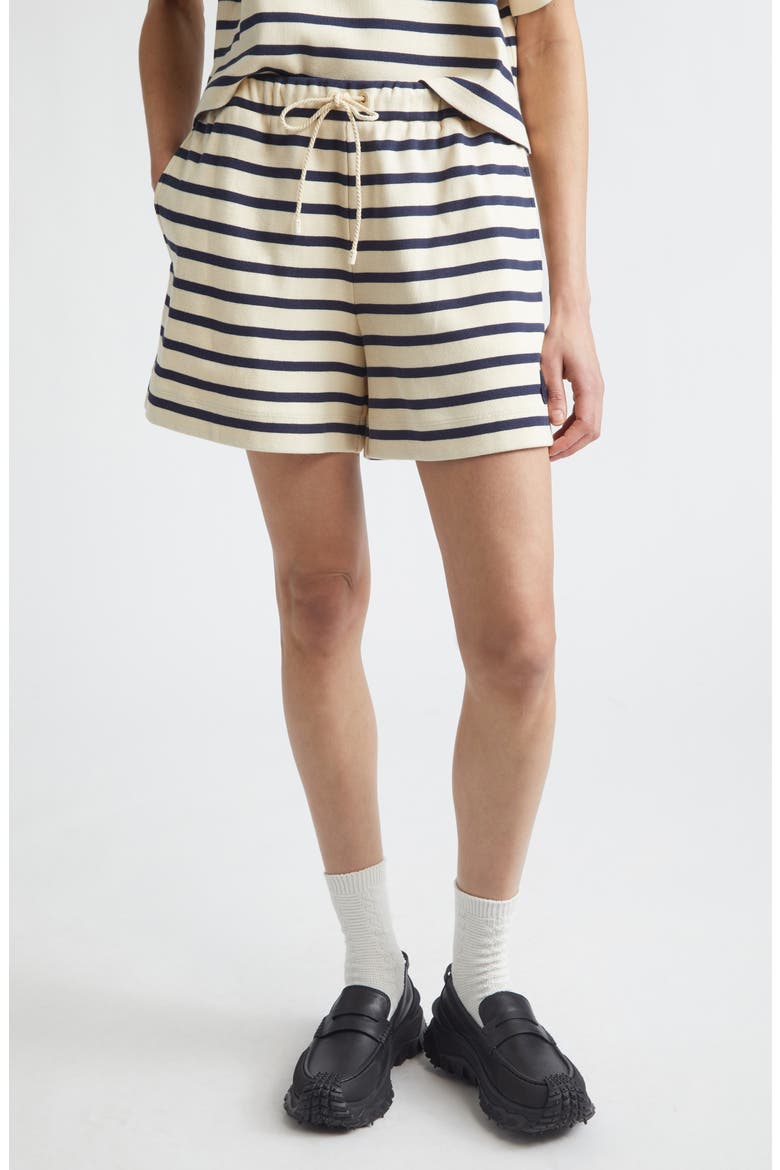 Stripe Cotton Shorts, Main, color, BLUE/ IVORY