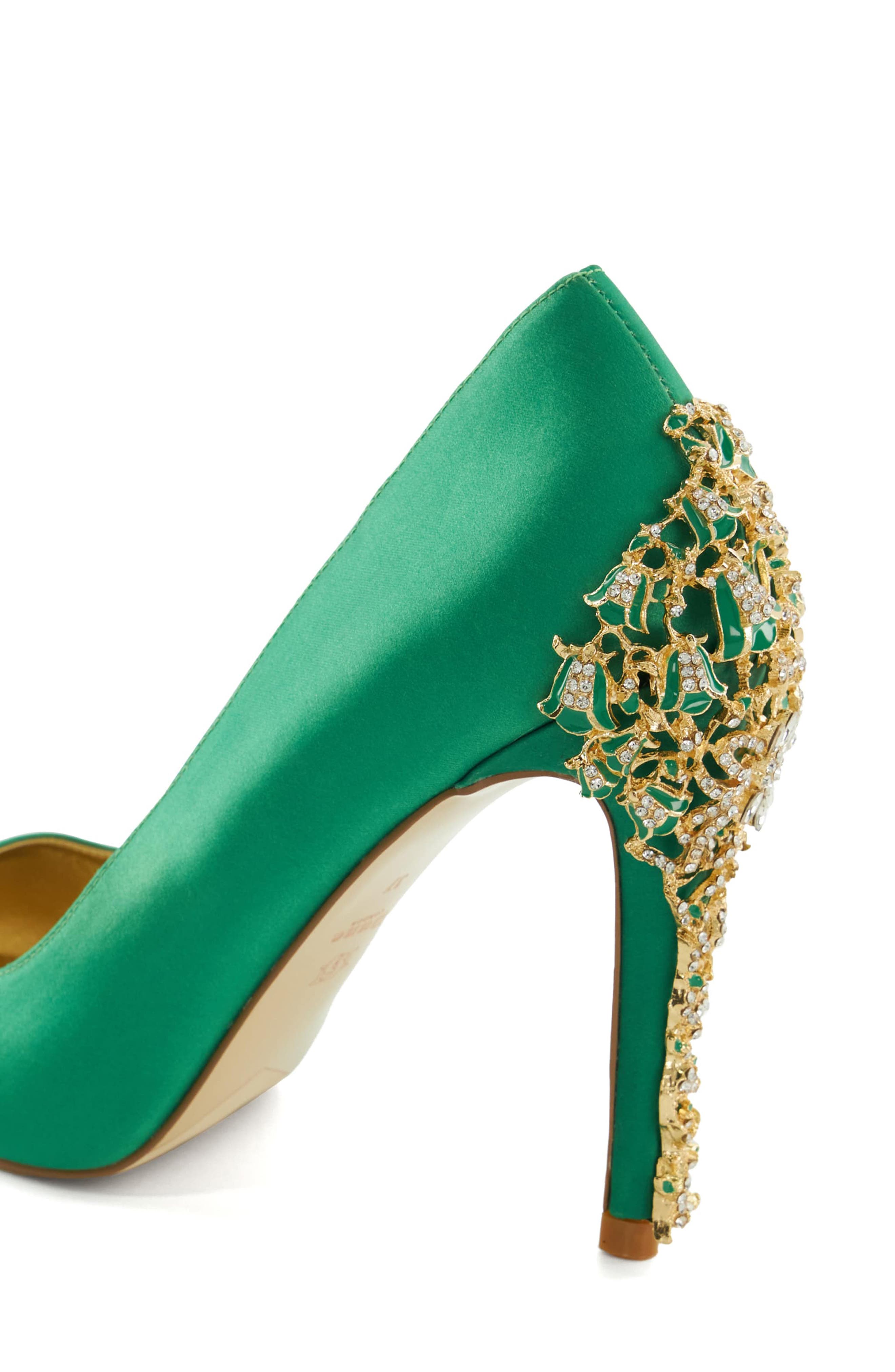 Dune London Audleys Pointed Toe Pump, Alternate, color, Green-Satin