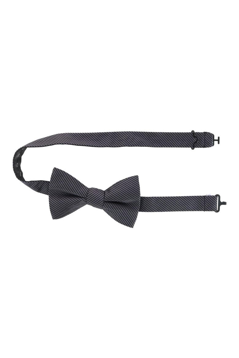 Leyton Stripe Pre-Tied Silk Bow Tie, Alternate, color, GRAPHITE